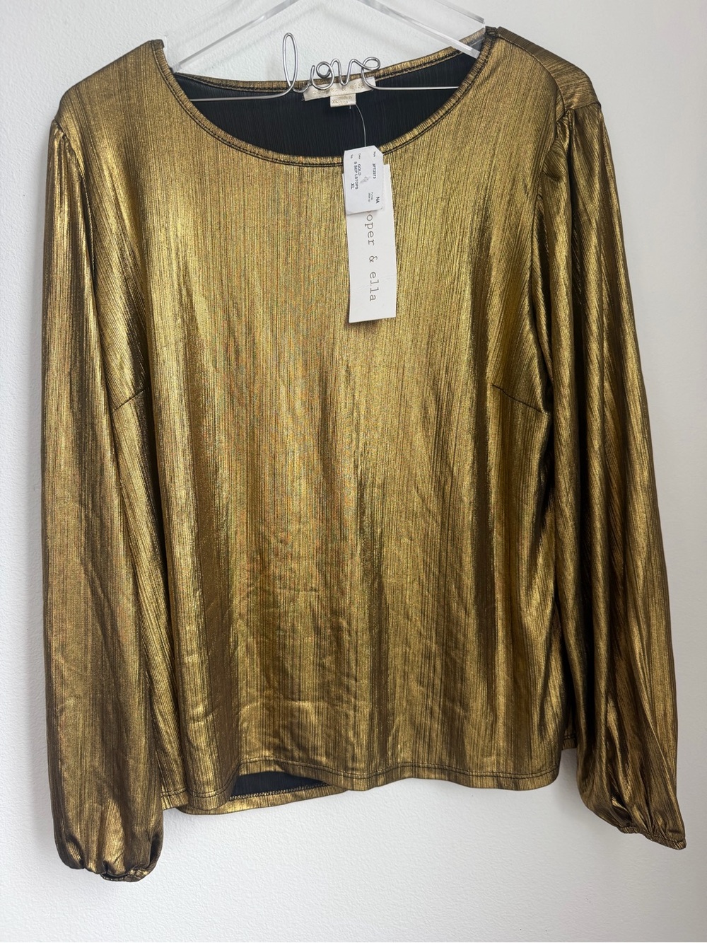 cooper & ella Metallic Gold Long-Sleeve Blouse